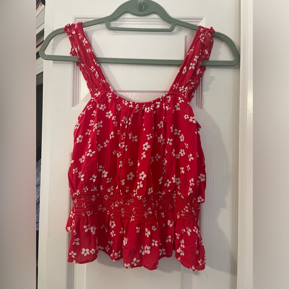 Junior's Draper James RSVP X-Small Red Floral Cropped Tank